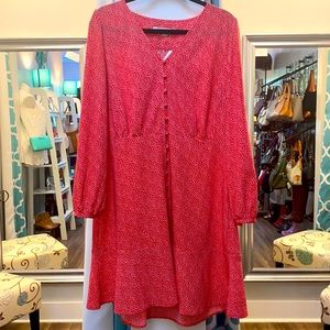 Loft Dress Red tiny little v’s/hearts Size 12